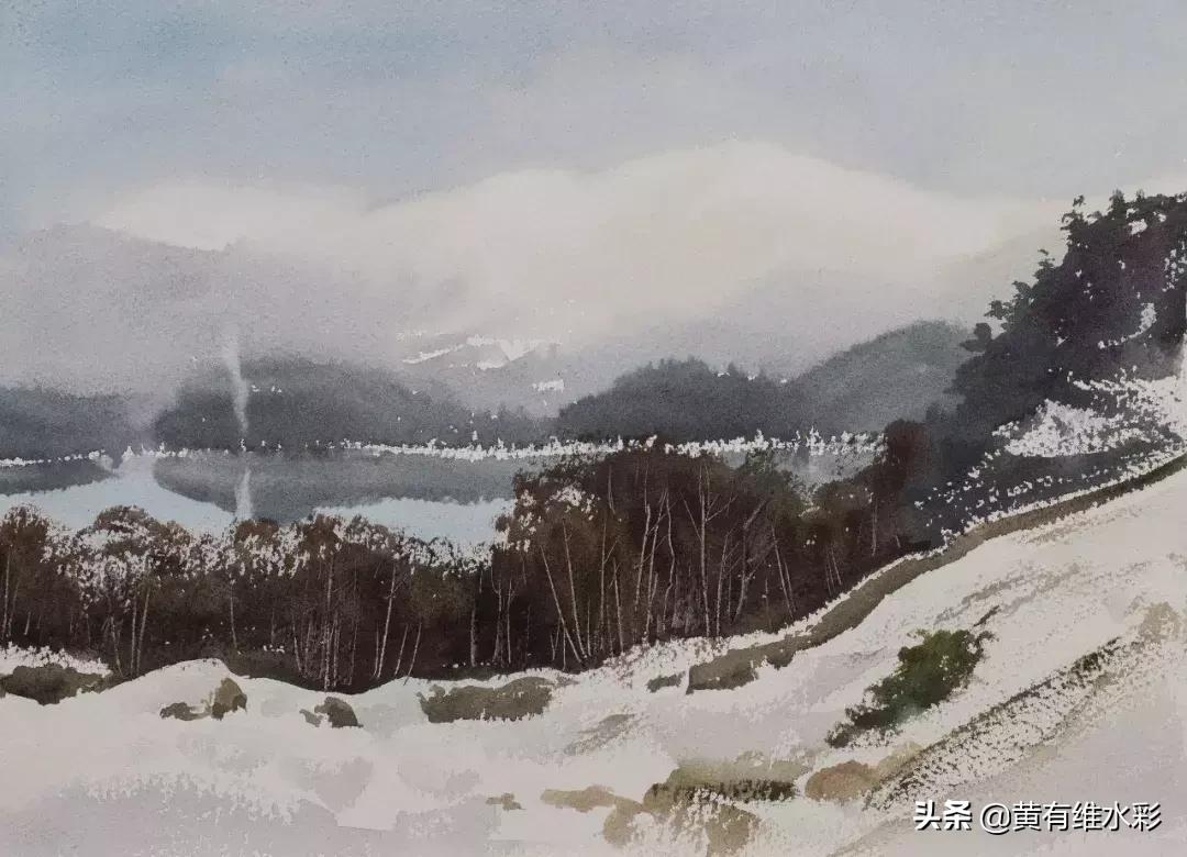 水彩画山风景入门,远山画法入门教程