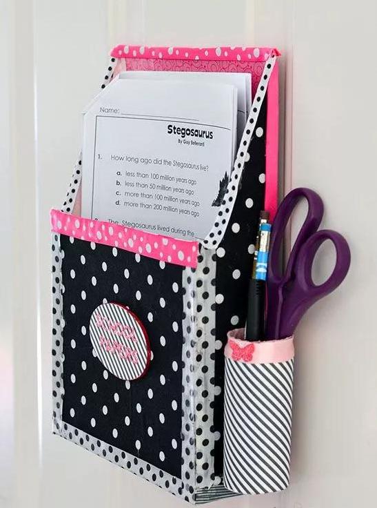 废旧纸板制作收纳盒教程,纸板自制墙壁收纳盒