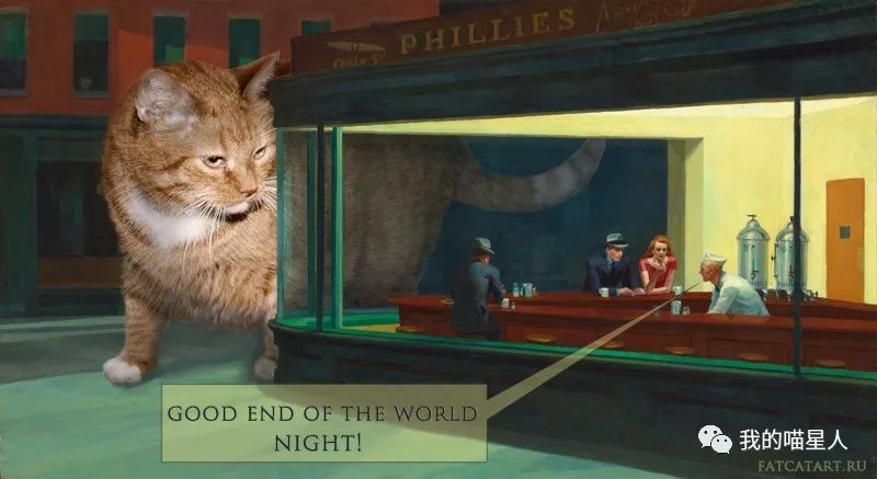 胖橘猫画作,一位画家把自己的猫画成卡通人物