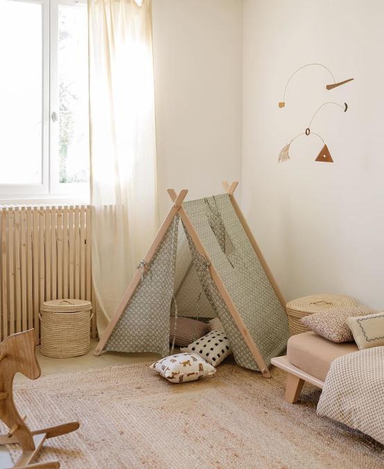 原木风格装修搭配藤编,原木元素打造自由舒适的家居空间