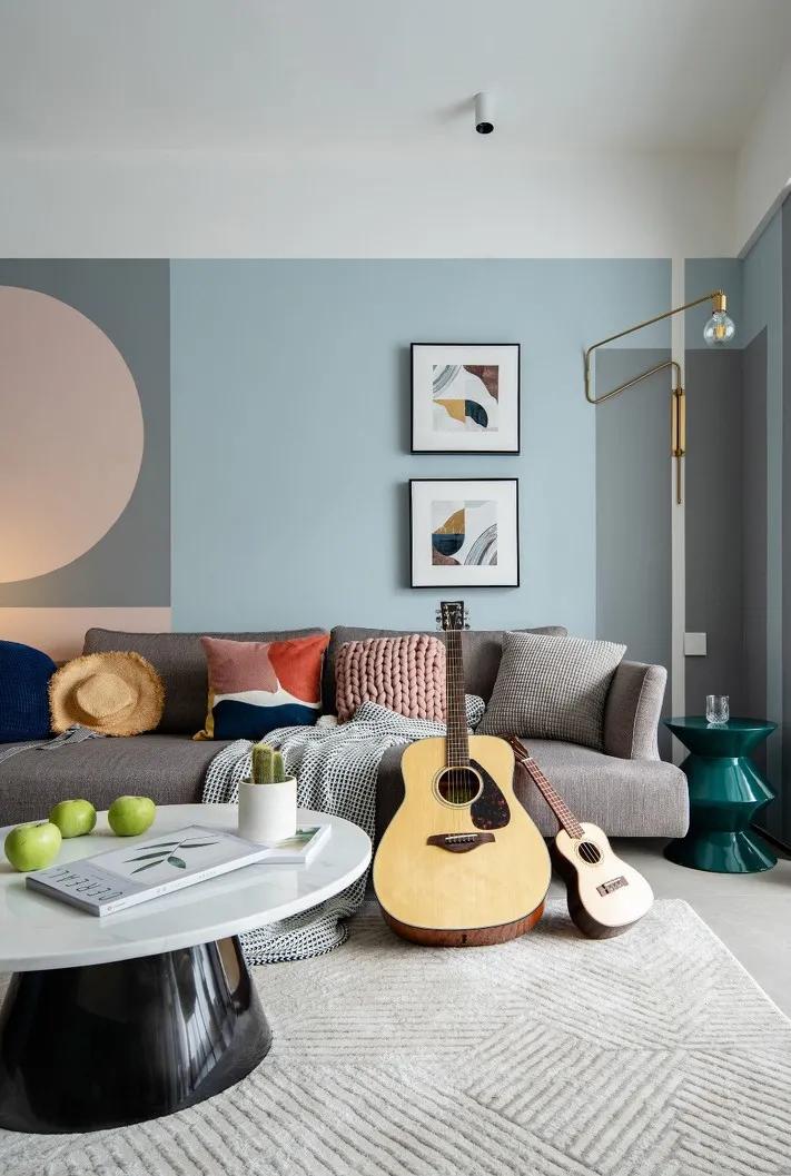 80平客厅书房一体设计,80平三室一厅简约现代装修风格