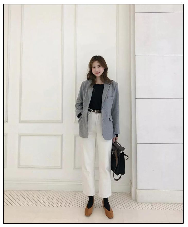 烟管裤秋冬搭配什么外搭,白裤子秋冬烟管裤穿搭