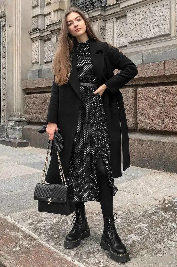 秋冬马丁靴显高显瘦穿搭技巧,短腿粗腿穿马丁靴