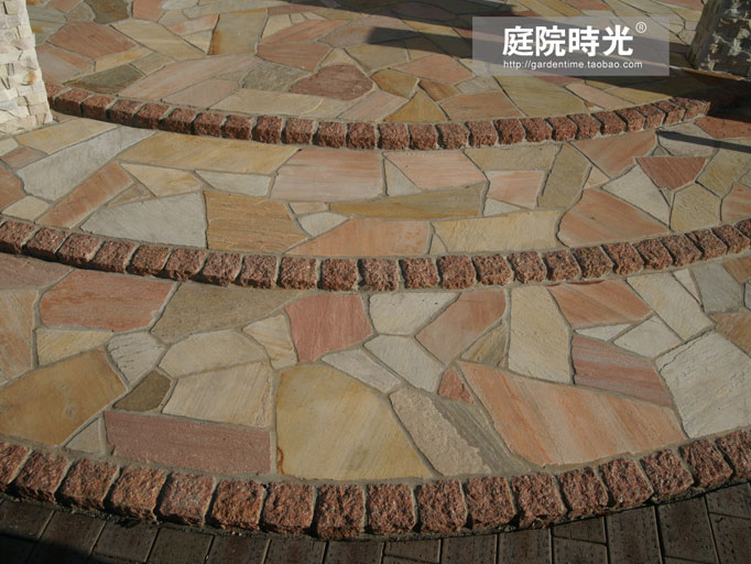 中式庭院古代老石板铺装,庭院铺装样式区域颜色搭配