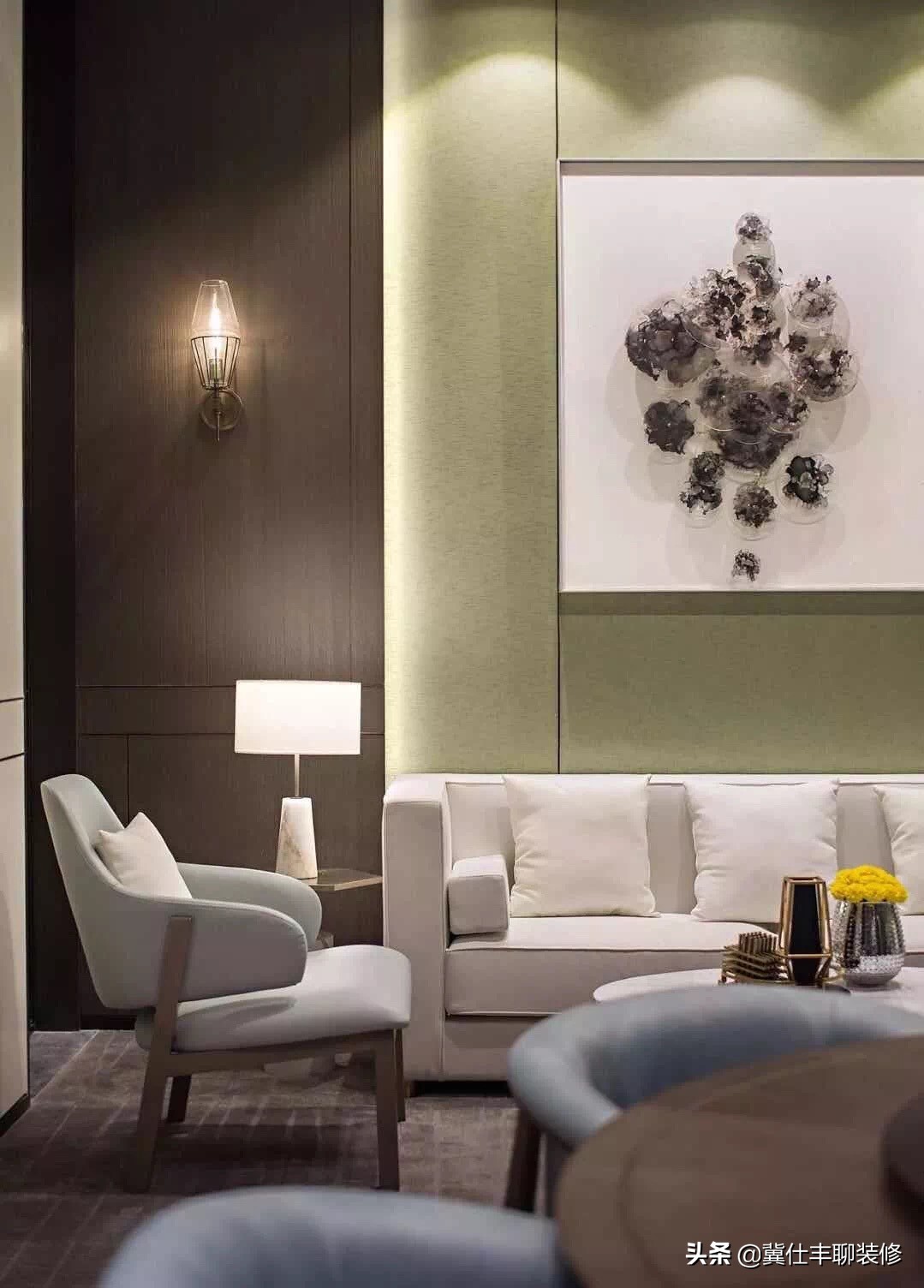 新中式沙发背景墙壁画图片大全,新中式沙发背景墙壁布简约效果图