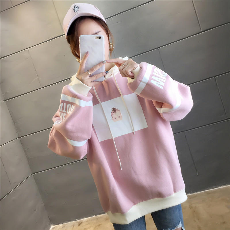 「女装」最新款式宽松加绒连帽卫衣/089654