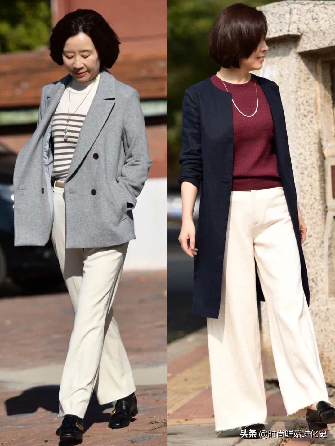 中年女人穿西装搭什么裤子,中年妇女穿西装配什么裤子