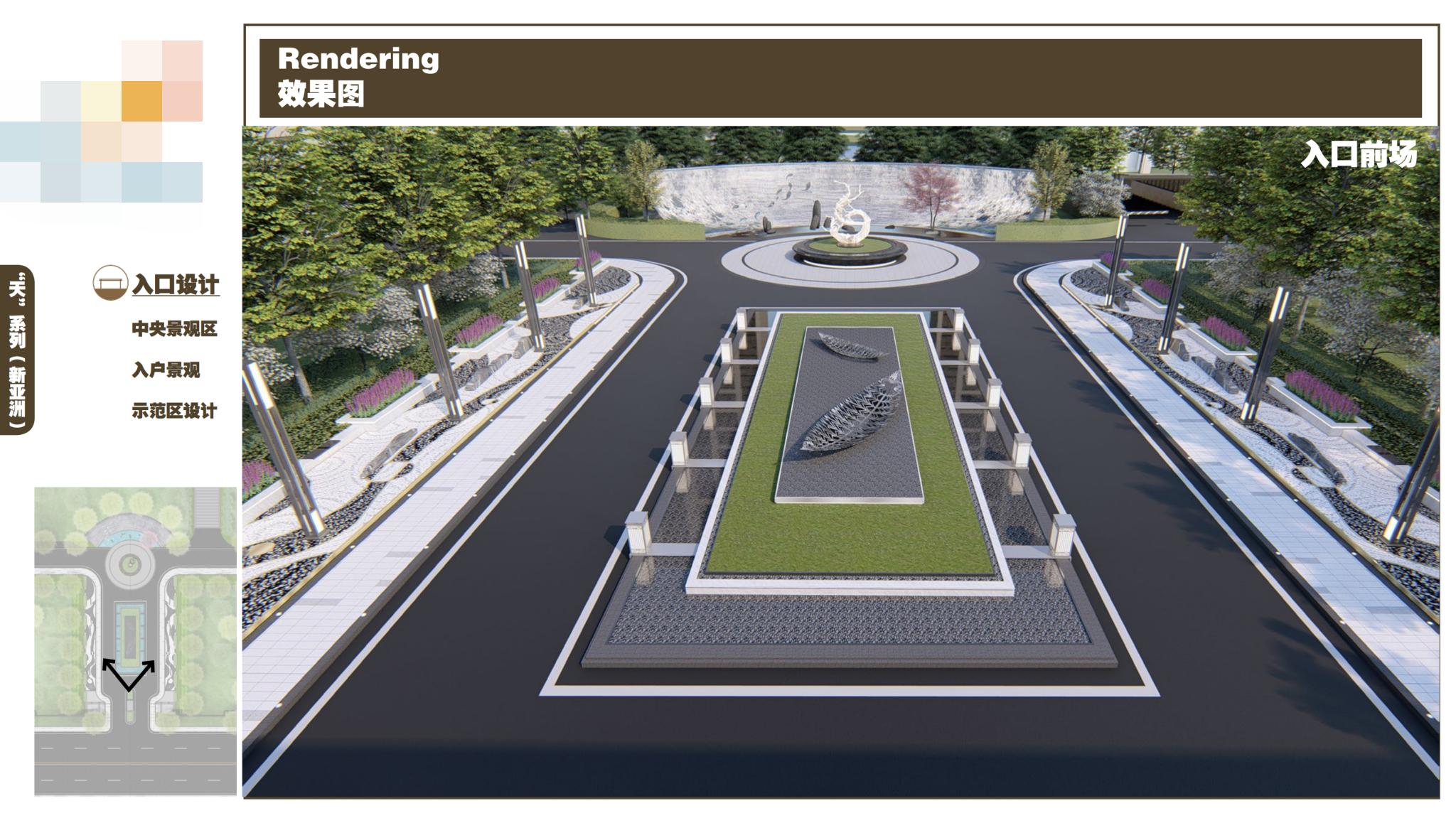 知名别墅景观设计效果图,房产景观方案