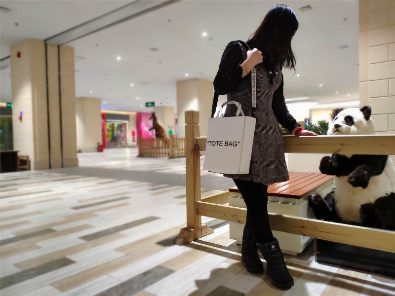 COACH蓝色字母托特包,迷你款托特包