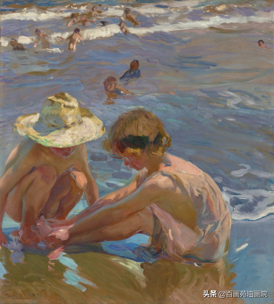 油画怎么刮海水,重彩油画风景画大海教程简单