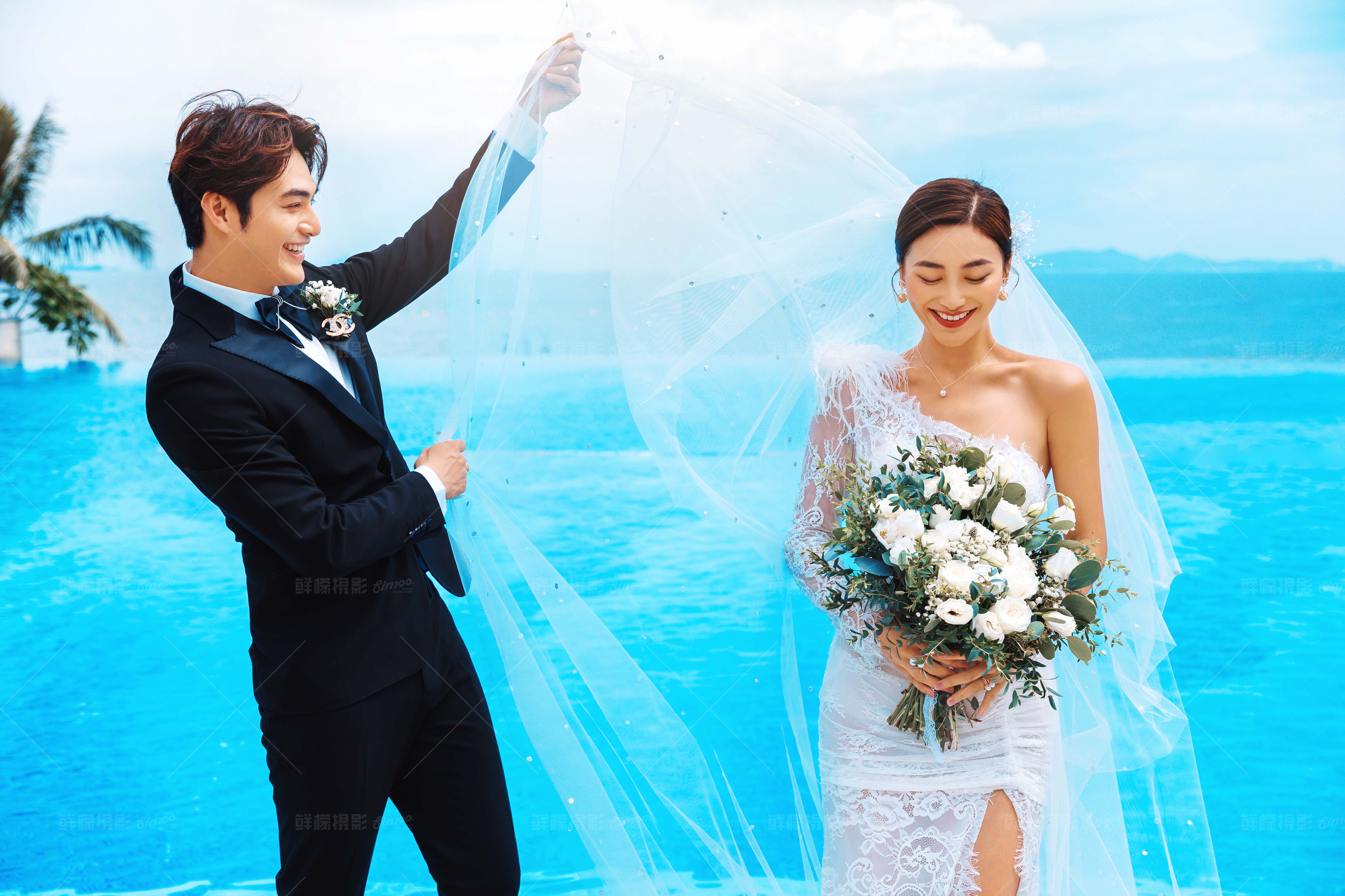 电影港风画面感婚纱照,电影风格海景婚纱照