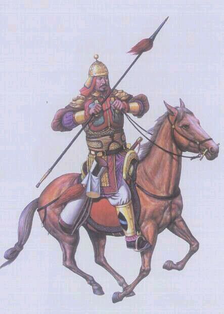 札甲护颈,札甲胄