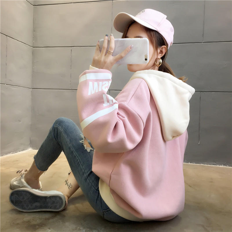 「女装」最新款式宽松加绒连帽卫衣/089654