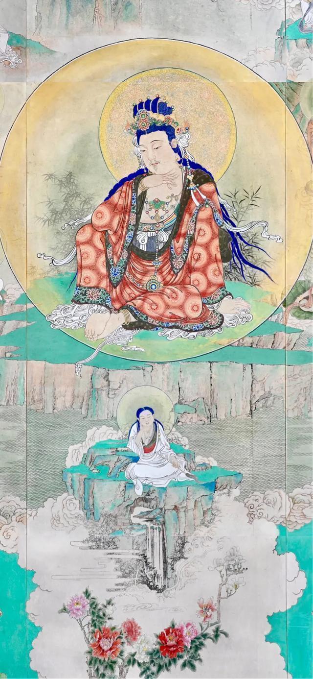 观音菩萨三十二像工笔画,观世音菩萨画像工笔画