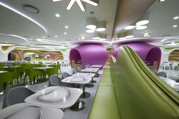 首尔韩国餐厅设计风格,韩国乐天百货美食城立面图