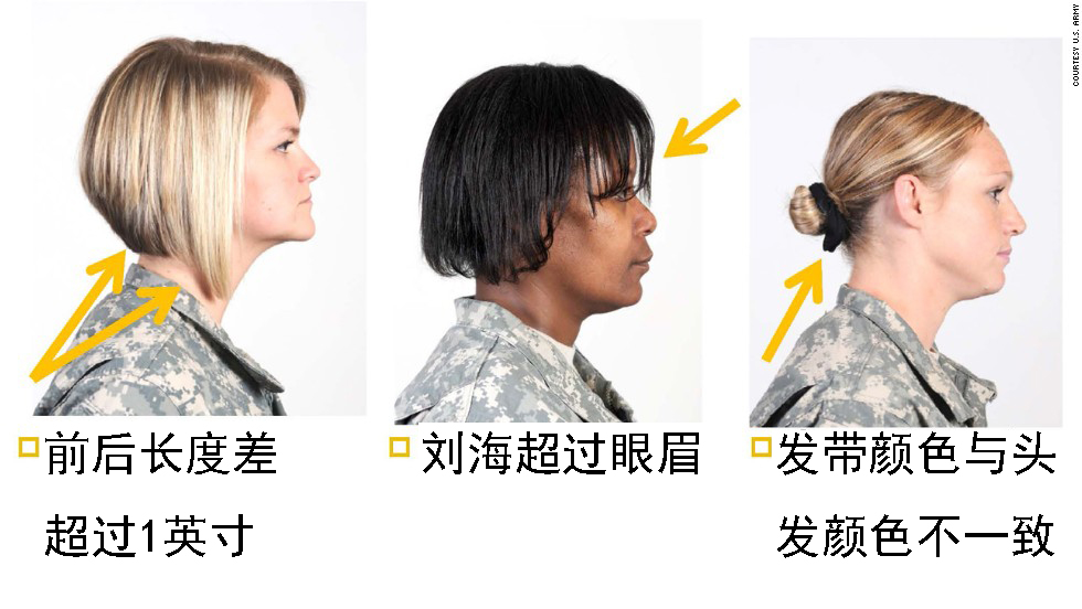 美陆军女军人发型必须朴素职业，可以留脏辫锁子头，不让用蝴蝶结