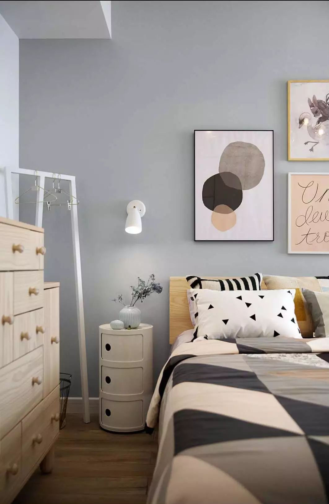 北欧简约风主卧婚房,小户型北欧风格婚房装修