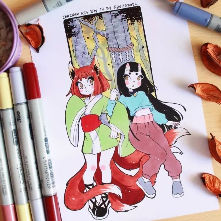 马克笔插画我是小妖怪,马克笔手绘插画清新