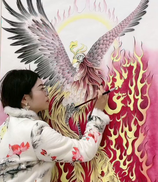 真正的画凤凰鸟视频,高手画凤凰