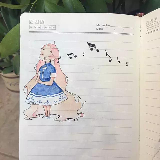 日本小姐姐画画素描,日本小姐姐一组插画