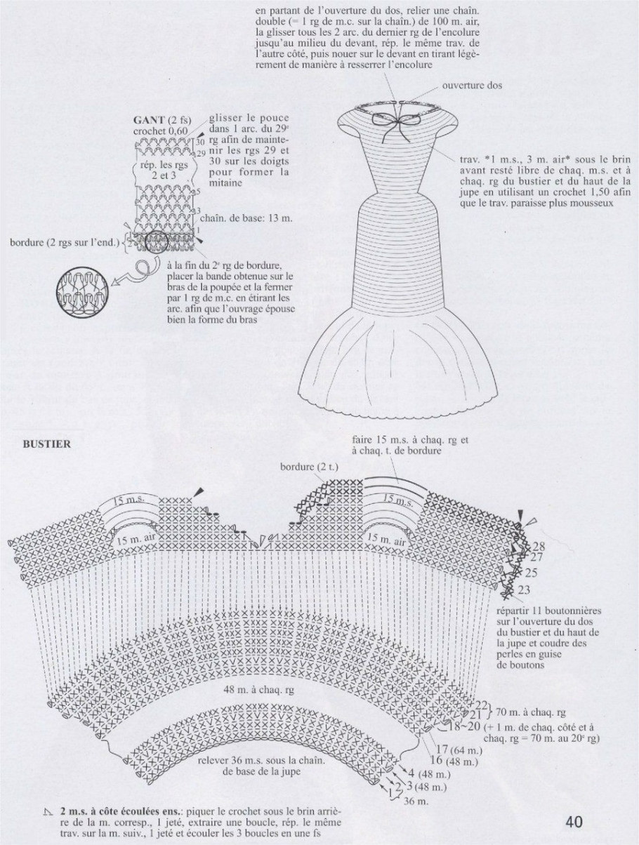 钩织芭比娃娃衣服,17厘米芭比娃娃衣钩织教程