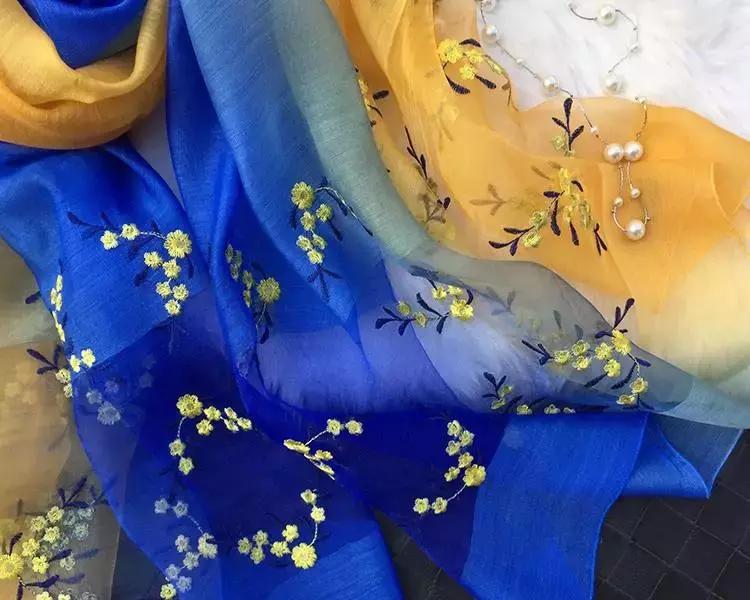 天丝刺绣丝巾,织围巾真丝