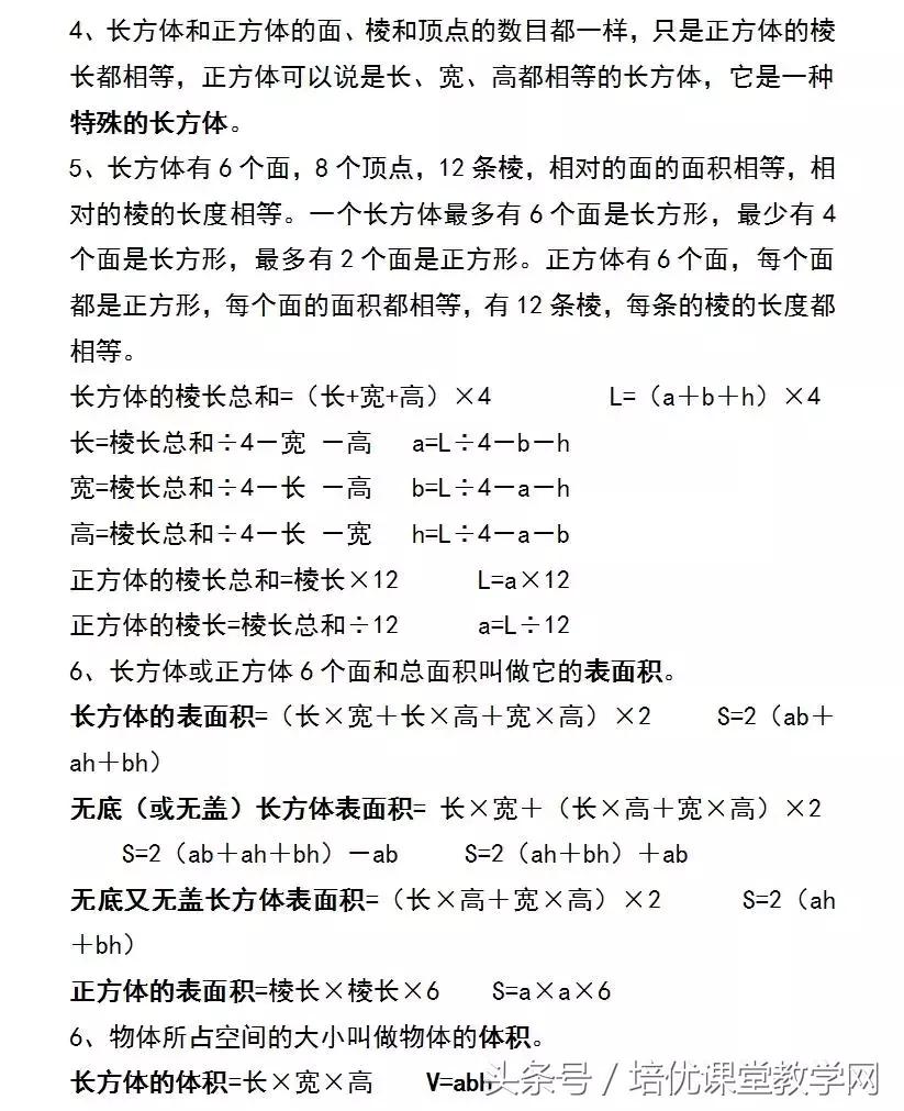 小学五年级数学下册知识要点归纳,小学五年级数学下册知识重点归纳