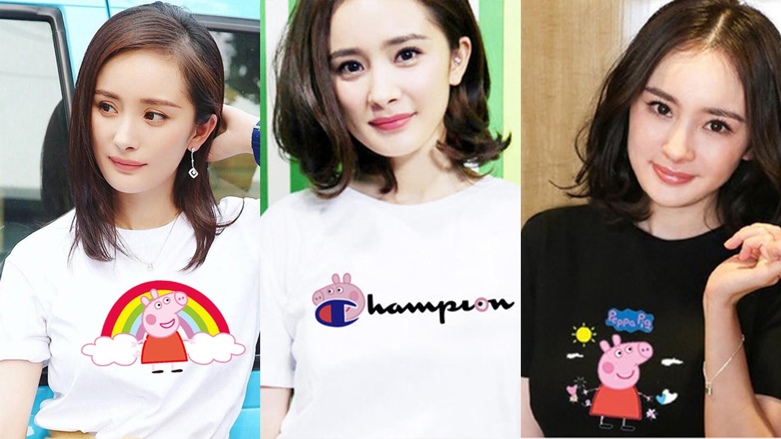 杨幂李易峰撞衫迪丽热巴杨颖也入同款！小猪佩奇T恤才是时髦必备