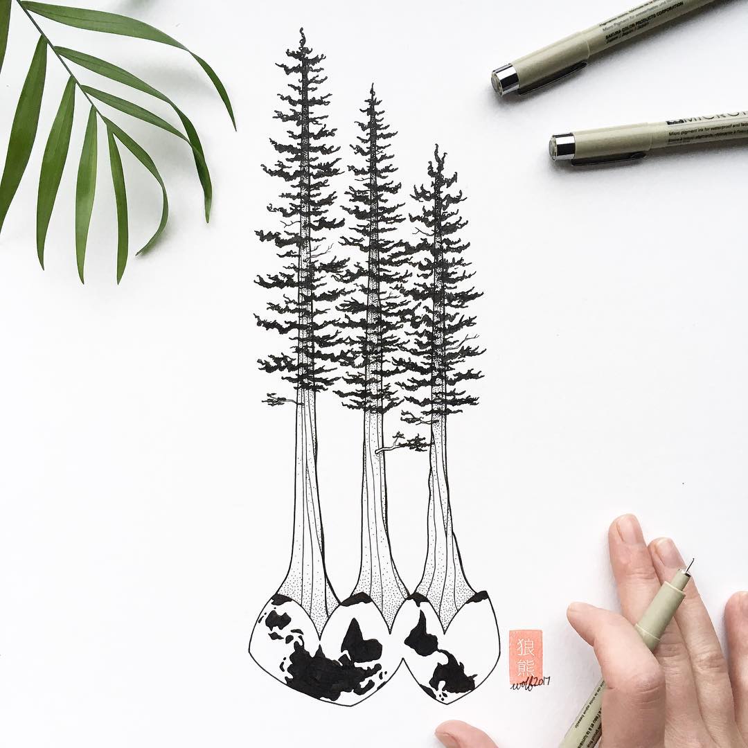 国外一对夫妻画手的手绘作品，里面有一些中国元素哦！