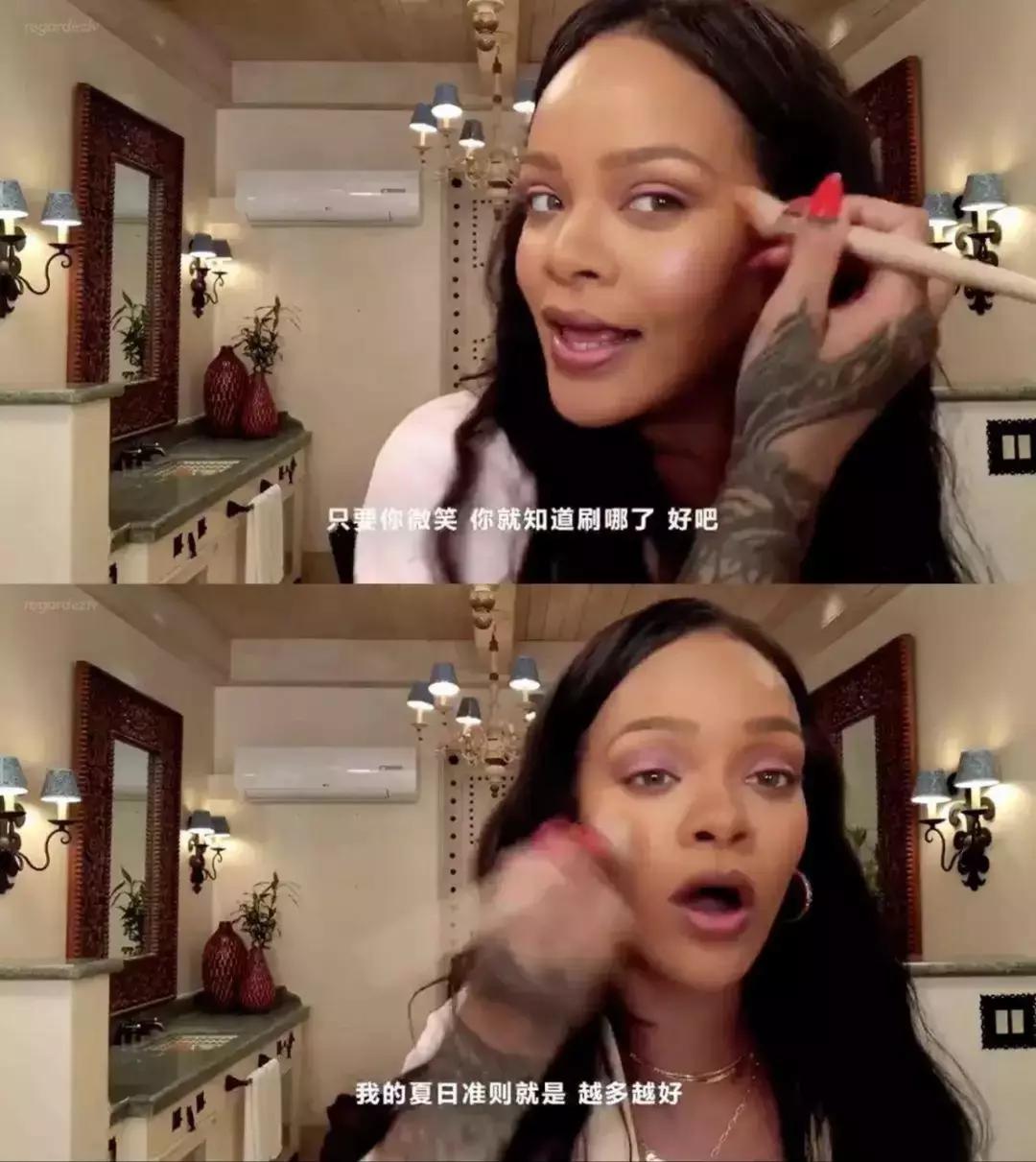 蕾哈娜最新美妆视频,蕾哈娜美妆教程