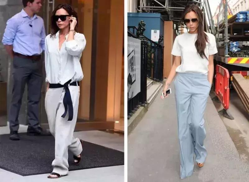 宽松t恤配阔腿裤慵懒,想要腿变长