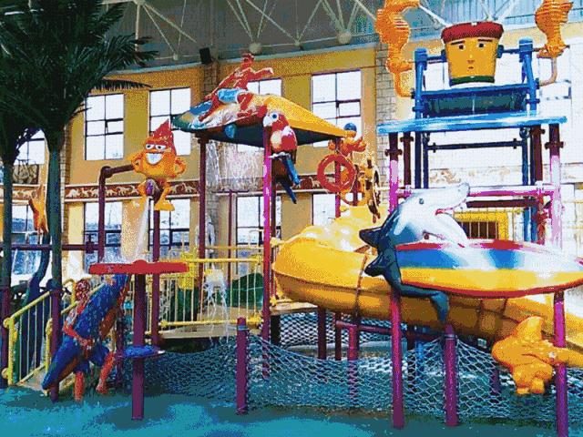 儿童温泉风景绘画,儿童节海洋王国游玩绘画