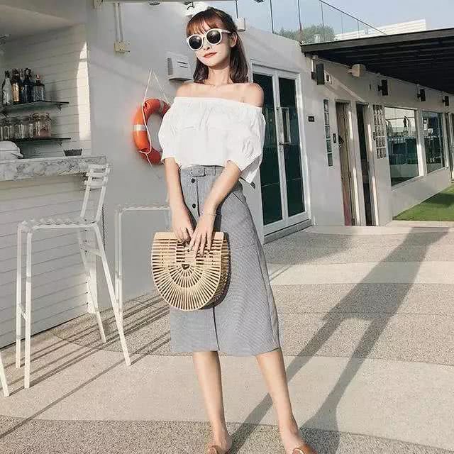 半身裙小个子高腰显高,150矮个子高腰显高雪纺吊带裙