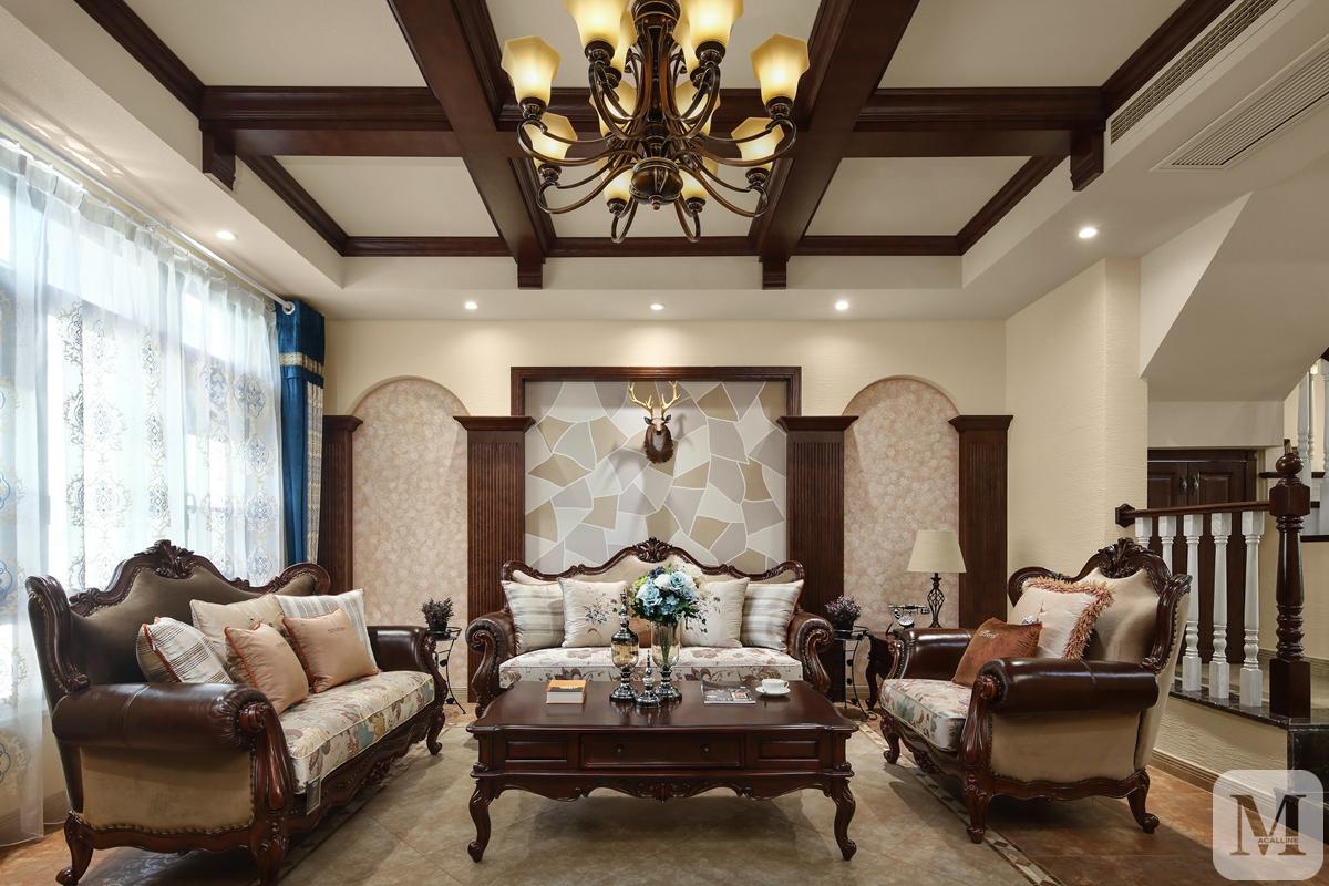 中式豪宅实木整装全屋定制,美式130平全屋实木定制