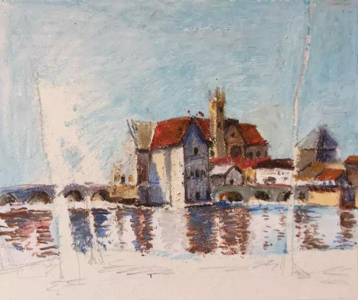 三分钟，教你用油画棒画一幅绝美风景画！