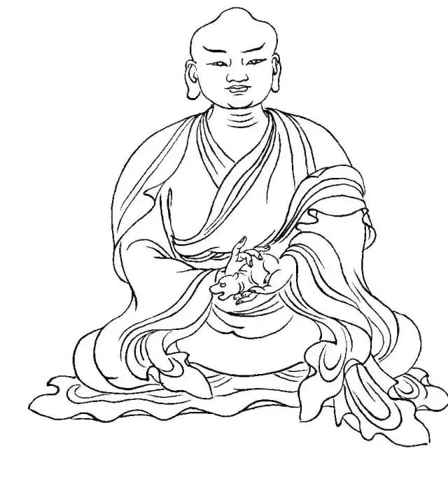 罗汉白描画稿,小写意罗汉图白描