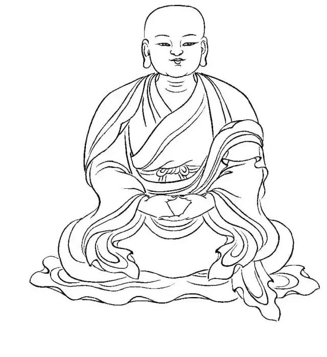 罗汉白描画稿,小写意罗汉图白描