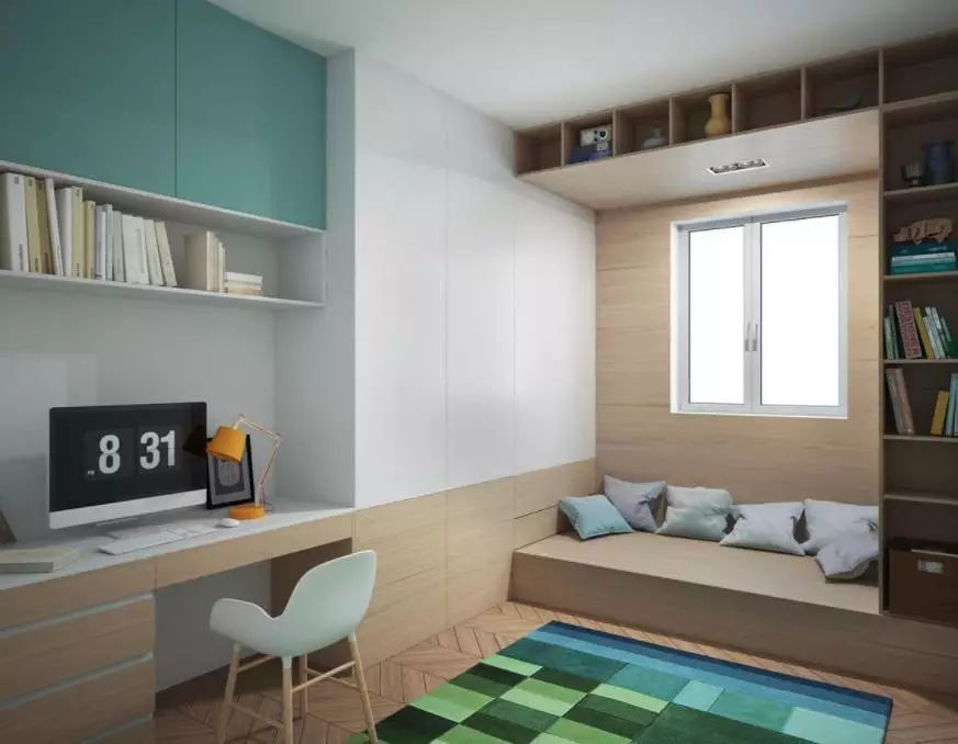 榻榻米床与飘窗柜子一体图,榻榻米床柜子如何组合设计