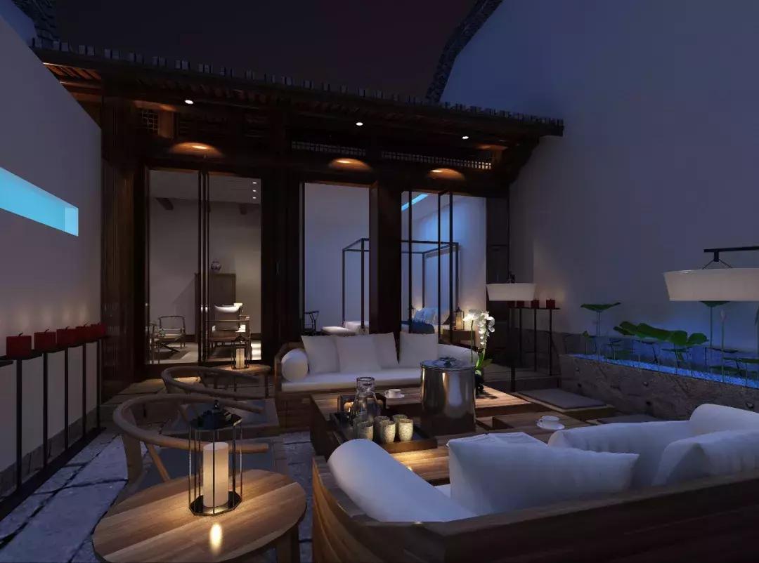 中式民宿效果图手绘,古风民宿正立面图设计图