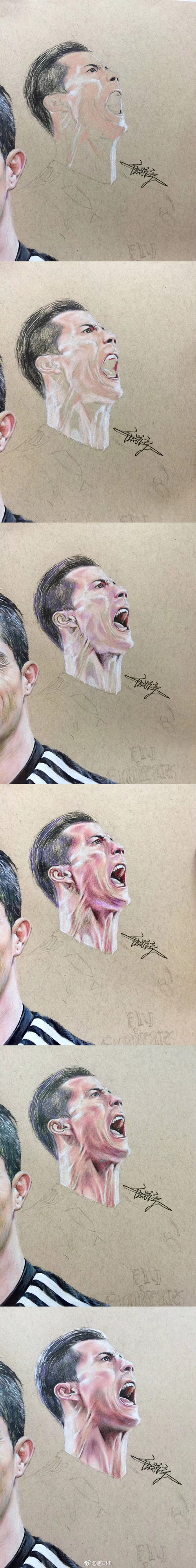 手绘C罗肖像的视频,手绘c罗九宫格
