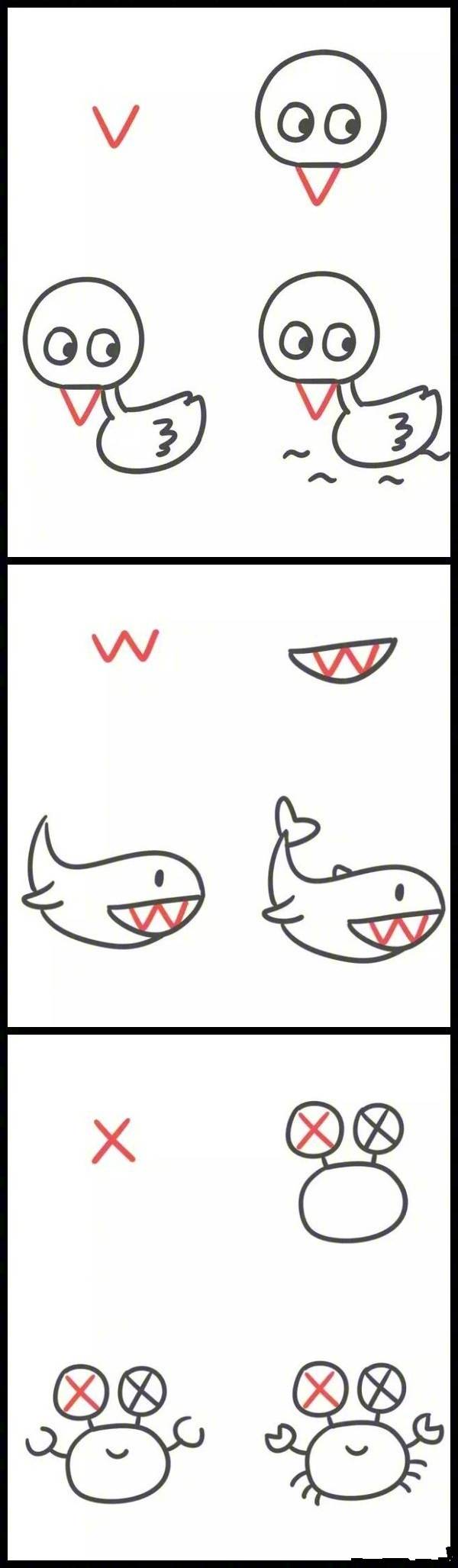 从a到z的字母来画小动物,怎样用英文字母画小动物