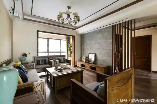 中式无主灯客厅吊顶效果图,80平客厅法式吊顶