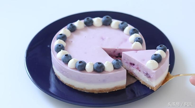 不烘烤的甜品蓝莓奶油芝士蛋糕,自制甜品蓝莓芝士蛋糕