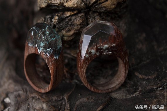 16款纯手工DIY树脂水晶戒指木块与水晶的完美结合