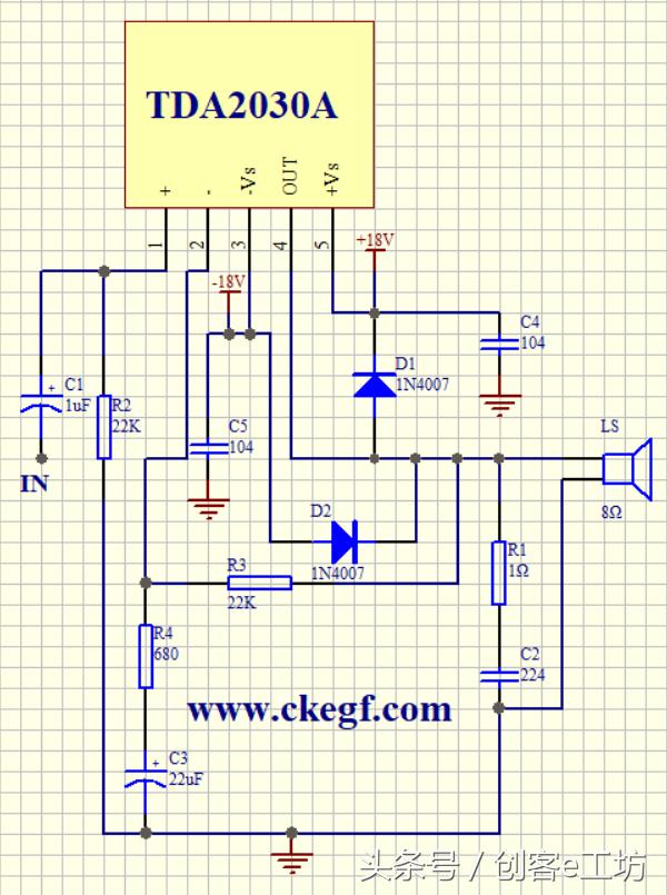 tda2030a功放板原理图,自制tda2030重低音功放电路