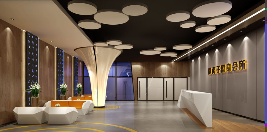 健身会所健身房设计案例效果图