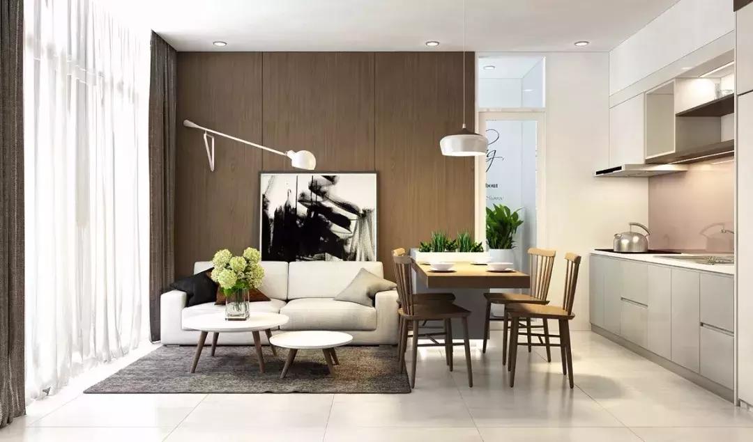 22平客厅美式风格,客厅开放式厨房效果图