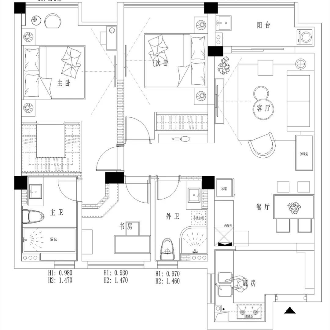 马赛克轻奢家庭装修,小清新北欧风装修