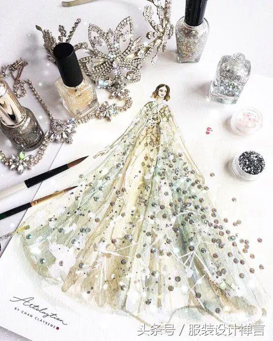 时装手绘|用指甲油画出高定时装的新加坡女插画师ChanClayrene