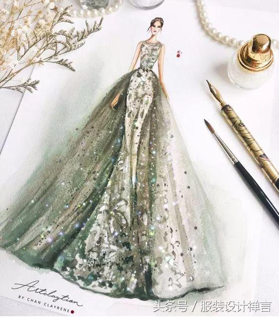 时装手绘|用指甲油画出高定时装的新加坡女插画师ChanClayrene